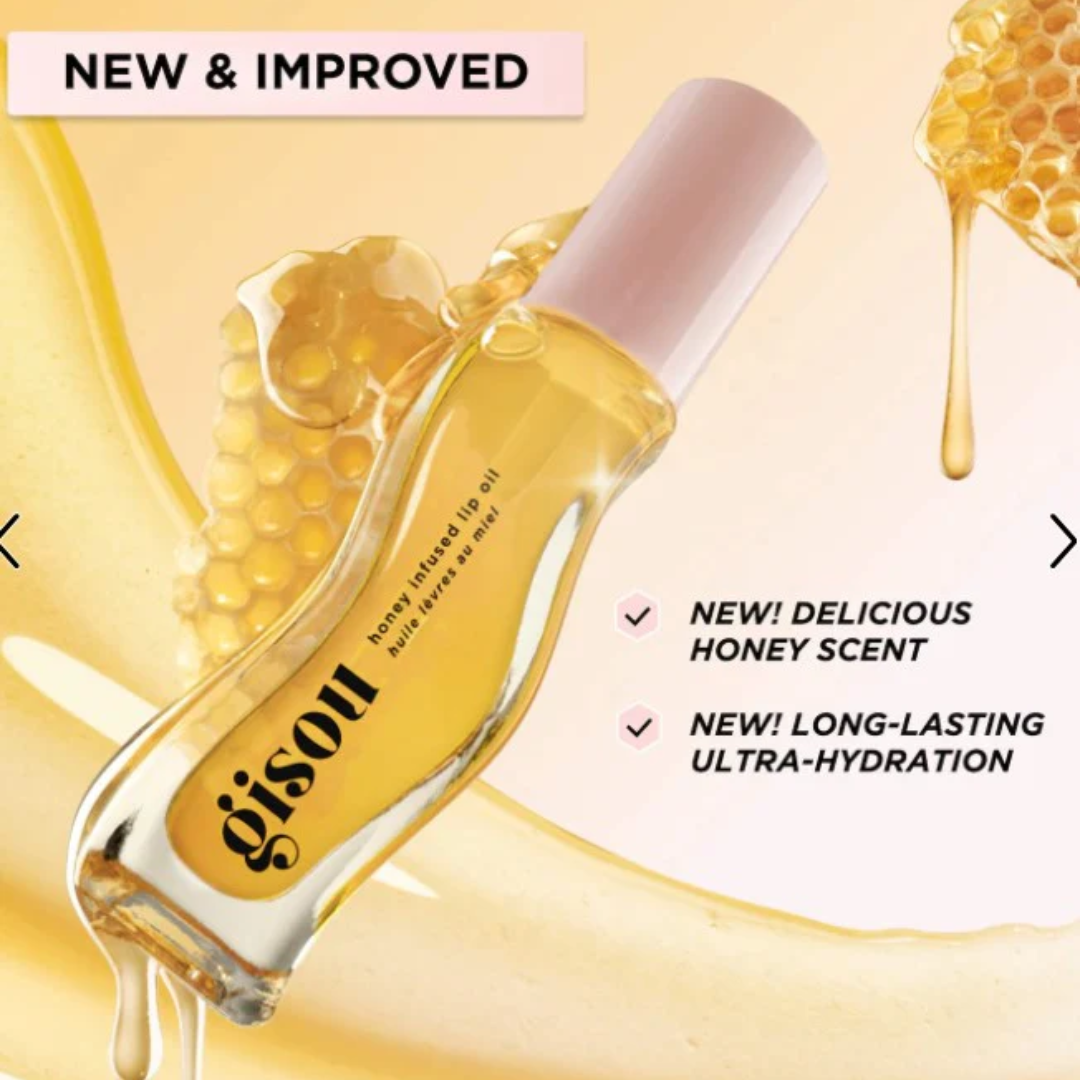 Gisou Honey Infused Lip Oil Trio | Honey-Infused Hydration, Glassy Shine, Non-Sticky Plumping Glow (Pack of 3)