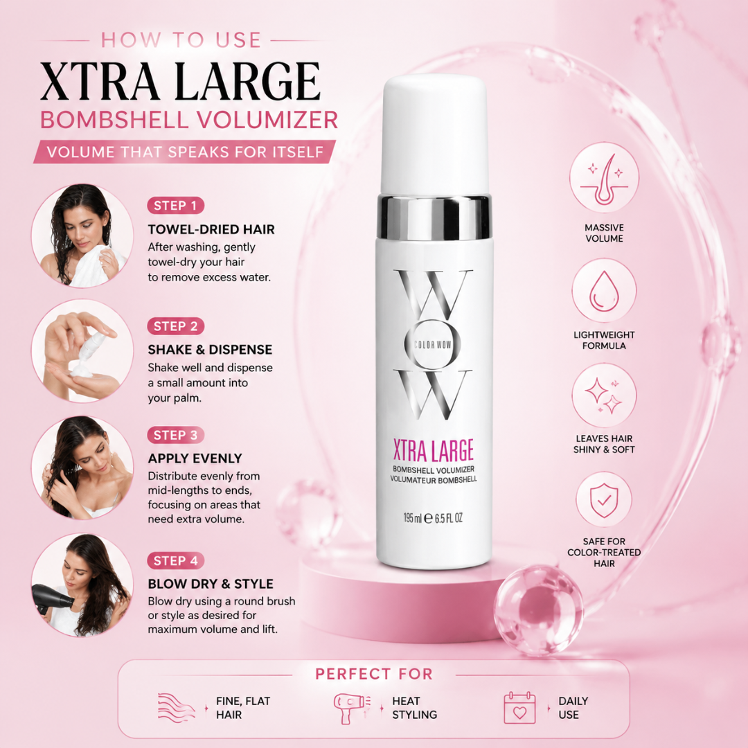 COLOR WOW Xtra Large Bombshell Volumizer – Massive, Long-Lasting Volume – Weightless Feel, No Crunch – Instant Lift from Roots to Ends – Shiny & Smooth – Safe for Color-Treated Hair