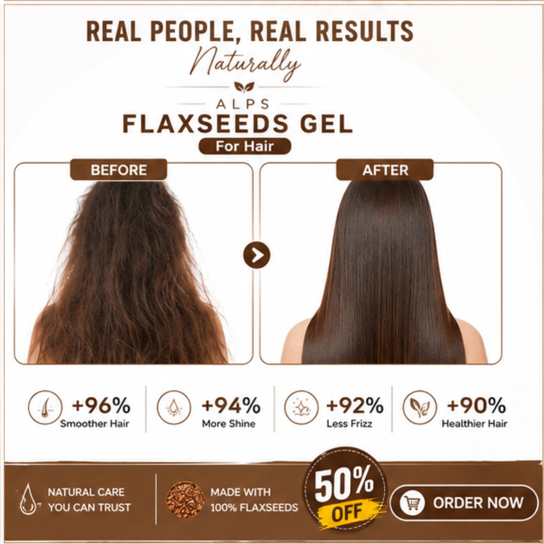 ALPS Flaxseeds Gel for Hair – Natural Care for Strong, Smooth & Healthy Hair – Controls Frizz, Deeply Moisturizes & Strengthens from Root to Tip – 100% Natural, Lightweight, Non-Sticky