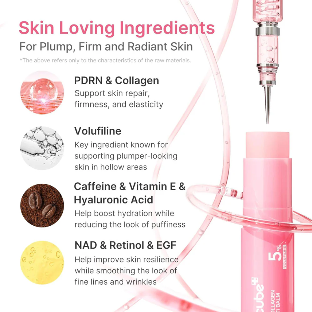 Medicube PDRN Pink Collagen Volume Multi Balm Stick – Plumps Hollow Areas, Improves Firmness & Elasticity – For Under-Eye Hollowness, Cheek Volume Loss, Smile Lines & Fine Lines