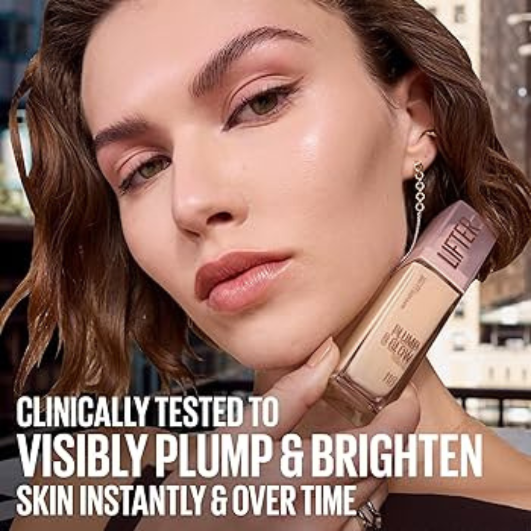 Maybelline Plump & Glow Foundation | 2% Niacinamide + Hyaluronic Acid, SPF 15, Dewy Finish & Instant Plumping Coverage