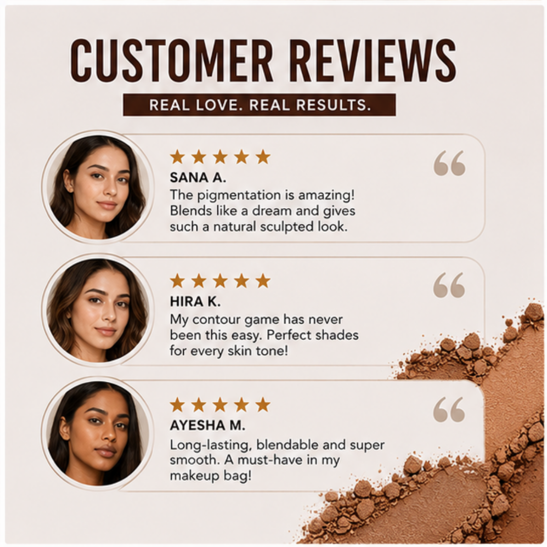 Musarrat Misbah 4-in-1 Contour Palette – Sculpt, Define & Enhance – 4 Shades, Endless Possibilities – Highlight, Contour & Bronze & Concealer – Blendable, Silky Smooth & Long-Lasting