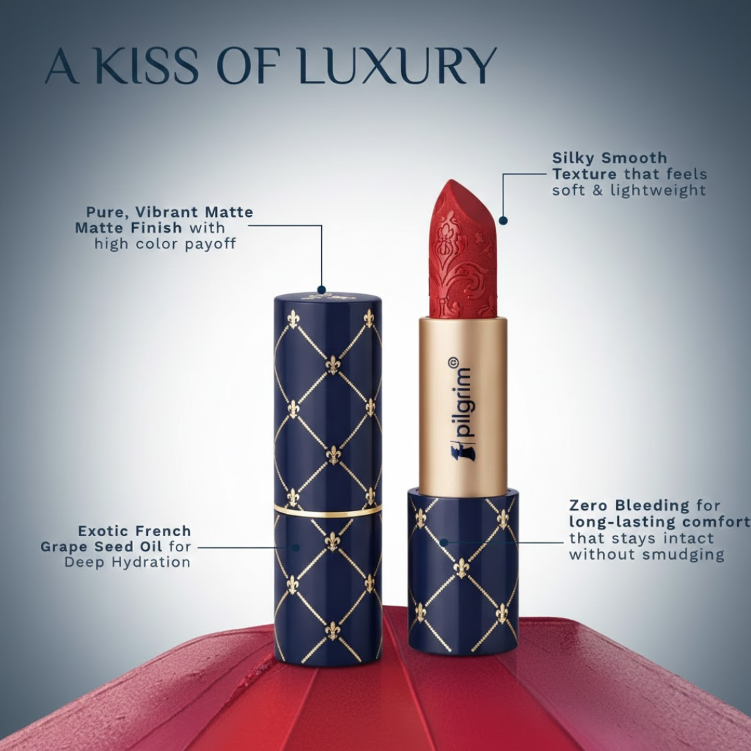 Pilgrim French Collection Matte Bullet Lipstick – High-Impact Comfort Matte | Rich Pigmentation