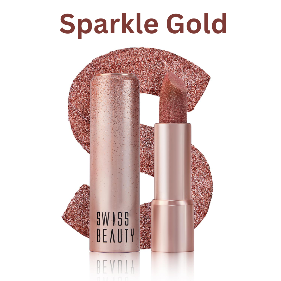 Swiss Beauty Glitter Lipstick Pack of 3 | Nourishing Vitamin C Formula, Long-Lasting Shimmer & Glittery Finish