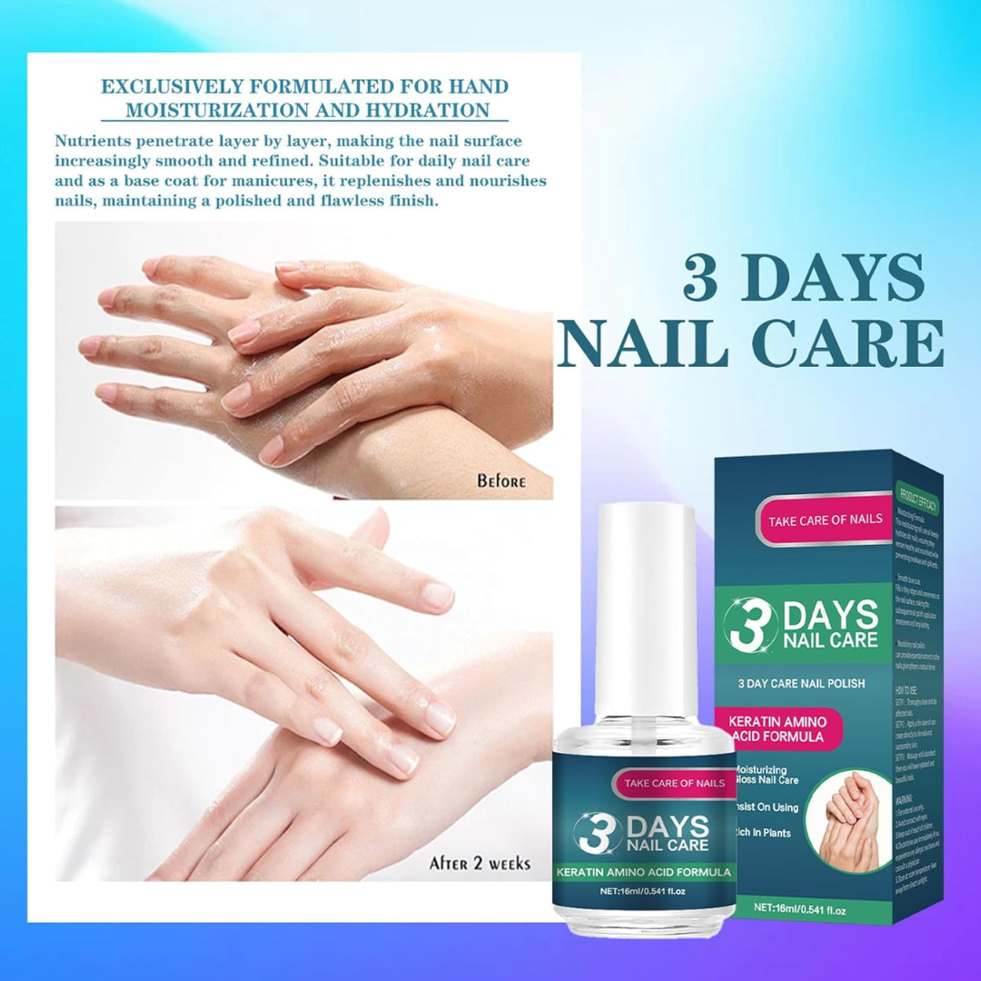 3 Days Nail Repair & Growth Serum – Keratin Amino Acid Formula – 50% OFF – Fast Strengthening & Hydrating – For Dry, Weak & Fragile Nails – Repairs Damage, Promotes Growth