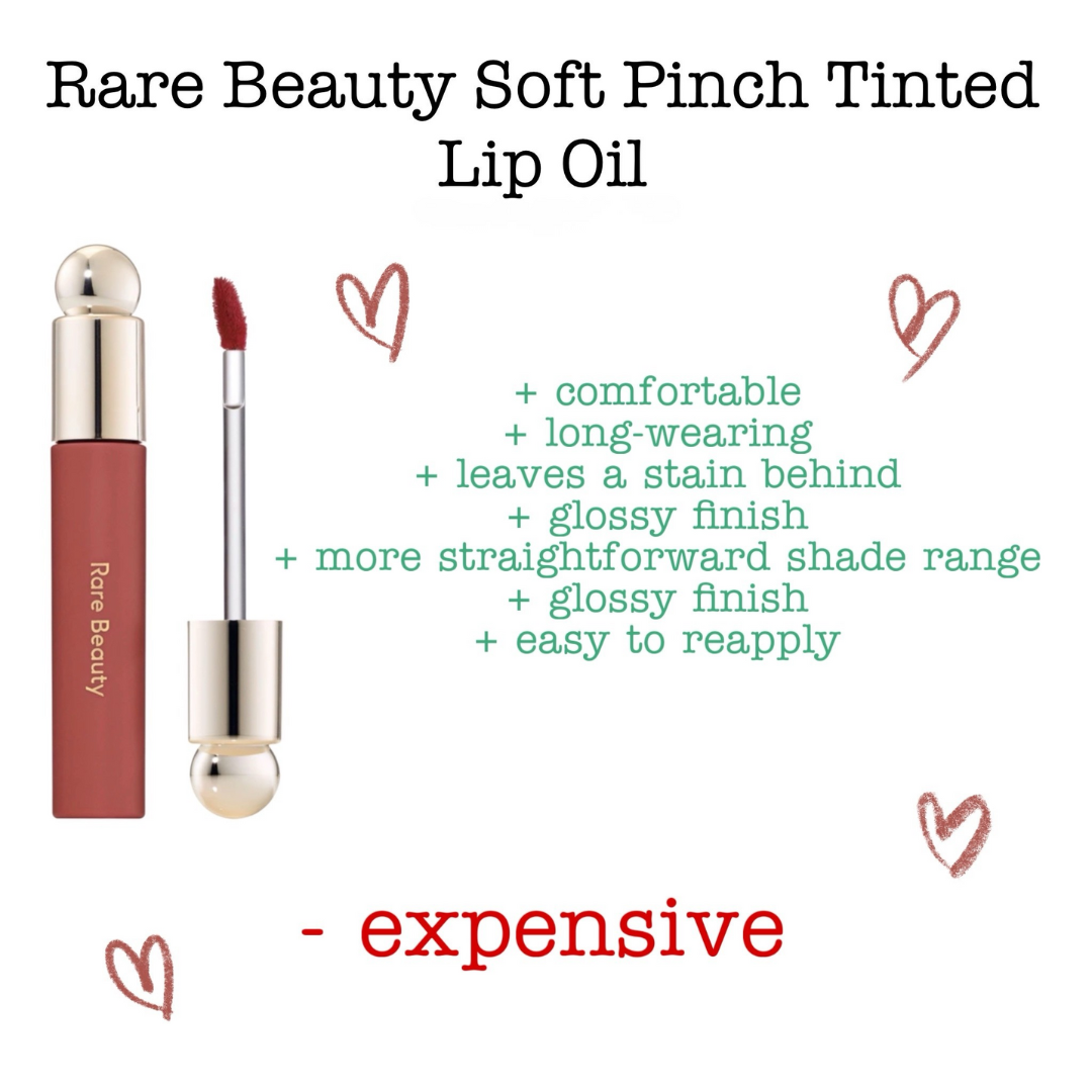 Rare Beauty Soft Pinch Tinted Lip Oil – Pack of 2 | Moisture-Rich, Plumping & Lightweight Lip Gloss in Woodish Red & Brownish Nude