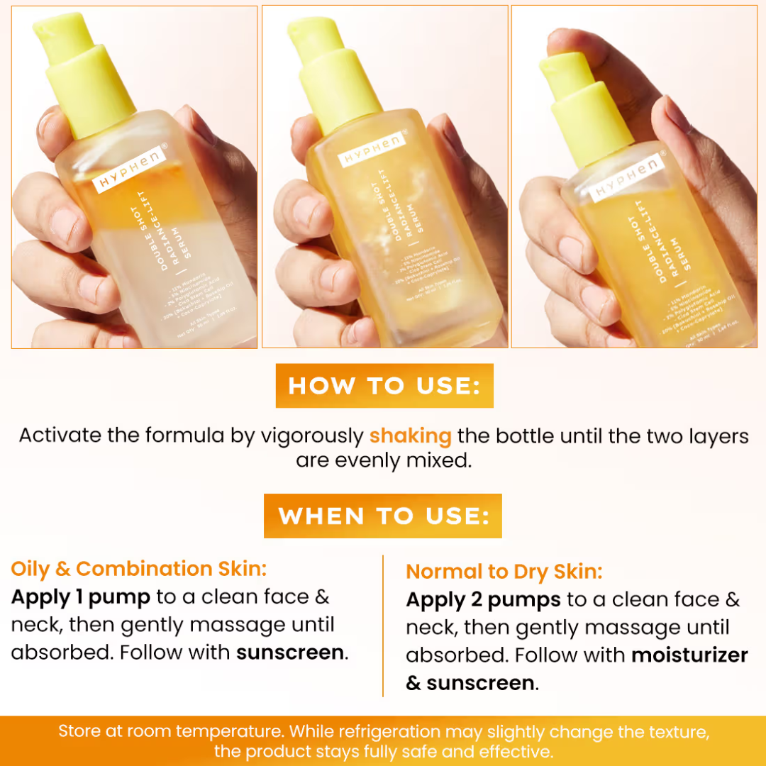 HYPHEN Double Shot Radiance-Lift Serum | Dual Phase Brightening + Collagen Booster | Reduces Fine Lines & Wrinkles