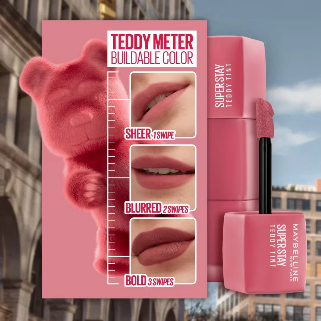 Maybelline Super Stay Teddy Lip Tint - Super long-lasting, waterproof & lightweight (Pack of 3)