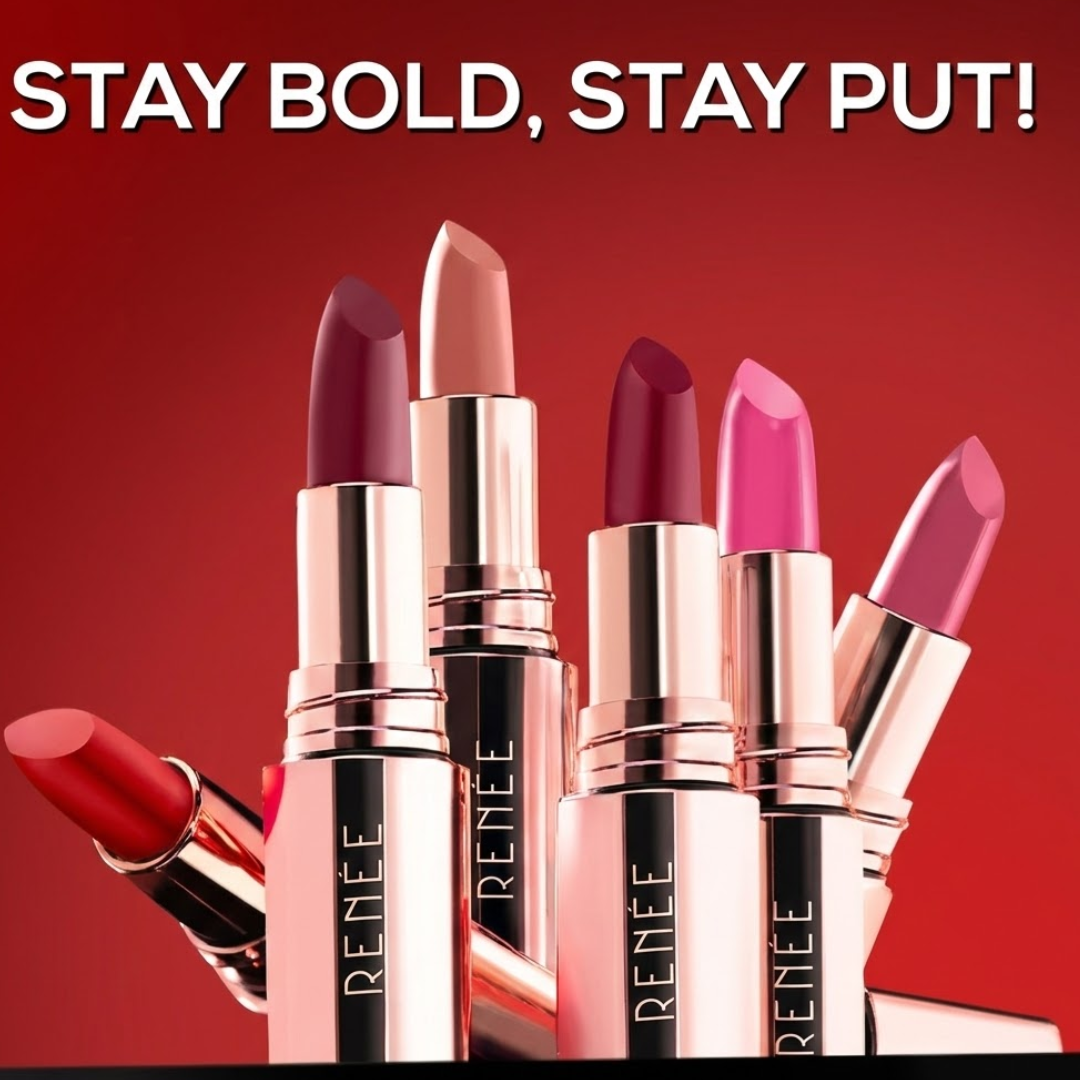 RENÉE EverStay Hydrating Long Stay & Waterproof Lipstick | Bold & Everyday Shades | Enriched with Bakuchiol & Vitamin E