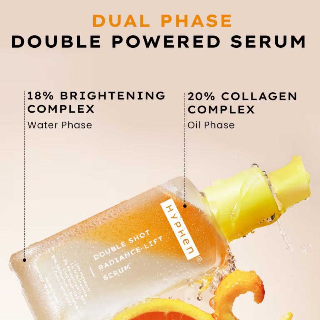 HYPHEN Double Shot Radiance-Lift Serum | Dual Phase Brightening + Collagen Booster | Reduces Fine Lines & Wrinkles