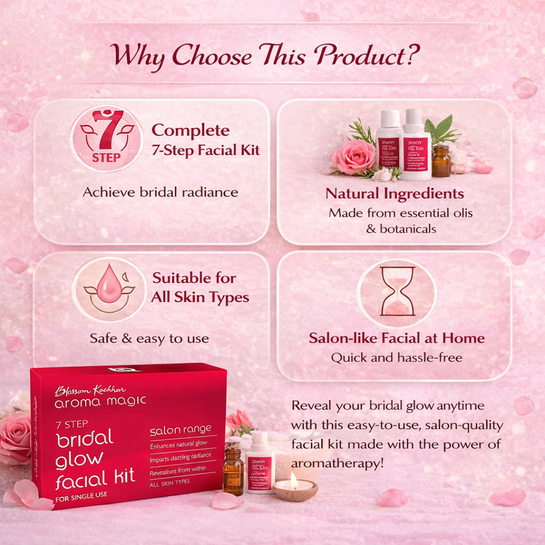 Aroma 7-Steps Magic Bridal Glow Facial Kit | Remove all impurities & blackheads in just single use | Bride like Glow at Home & Natural ingredients best for all Skin types