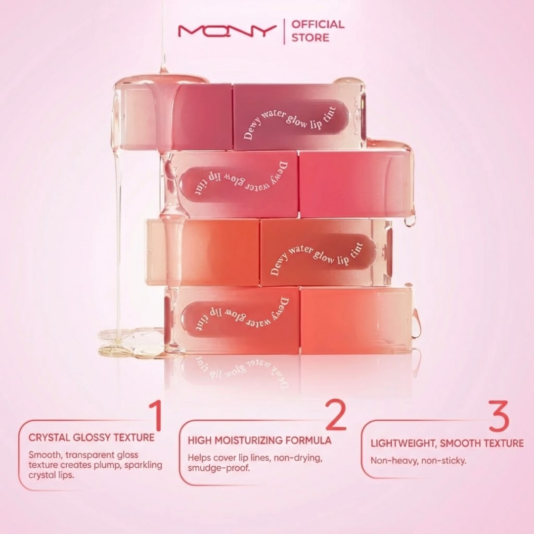 MCNY Dewy Water Glow Lip Tint – Hydrating, Long-Lasting & Crystal Glossy Finish