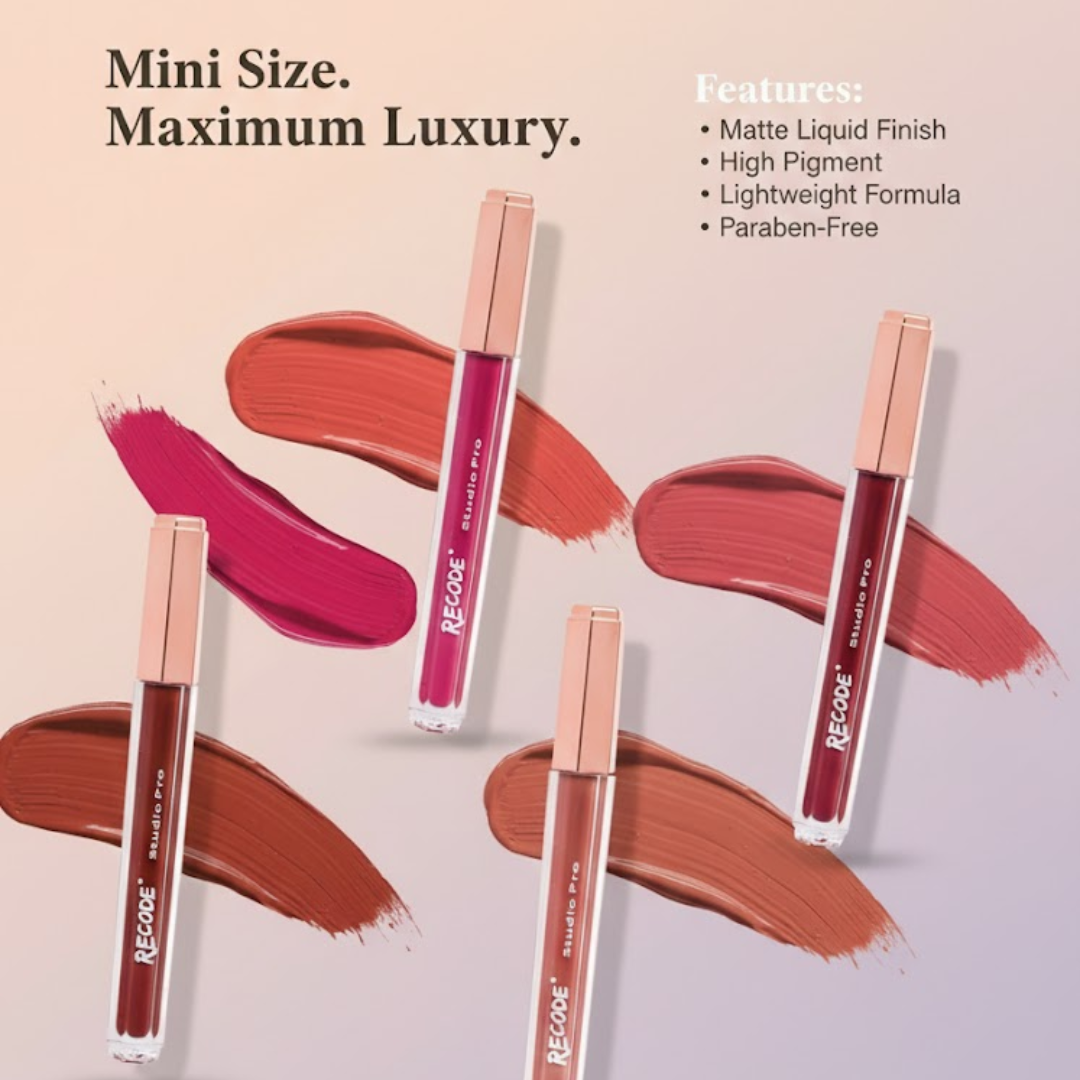 RECODE Mini Matte Collection Set | 10 Luxe Mini Matte Liquid Lipsticks | Waterproof & Long Lasting