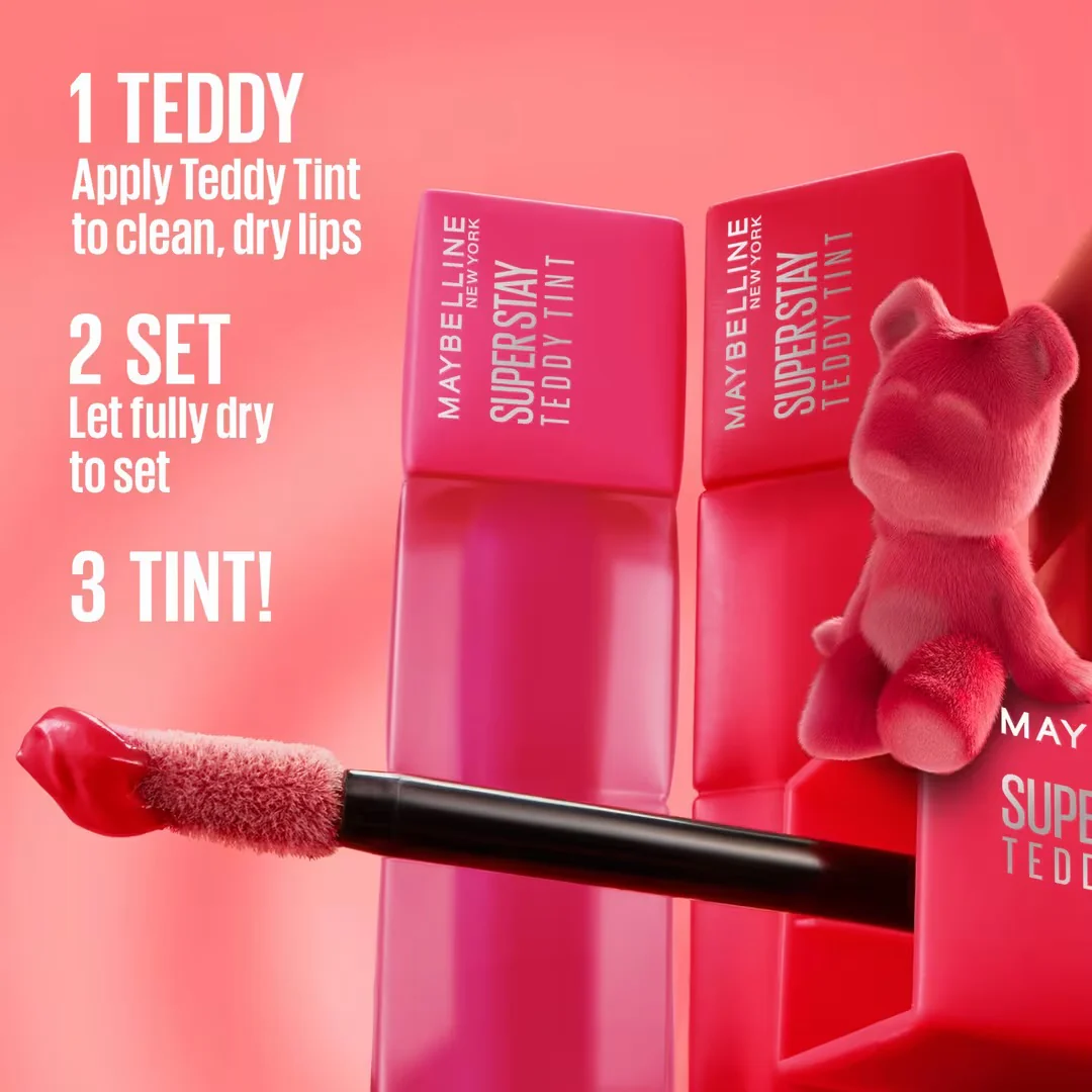 Maybelline Super Stay Teddy Lip Tint - Super long-lasting, waterproof & lightweight (Pack of 3)