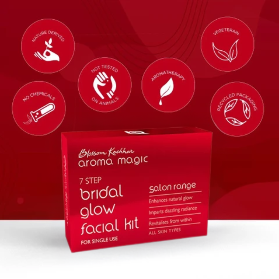 Aroma 7-Steps Magic Bridal Glow Facial Kit | Remove all impurities & blackheads in just single use | Bride like Glow at Home & Natural ingredients best for all Skin types