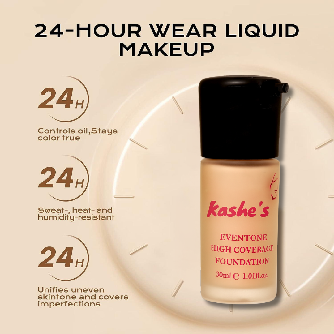 Kashe's Flawless Base Bundle | Foundation + Compact powder + beauty blender | long-lasting, waterproof & flawless makeup base