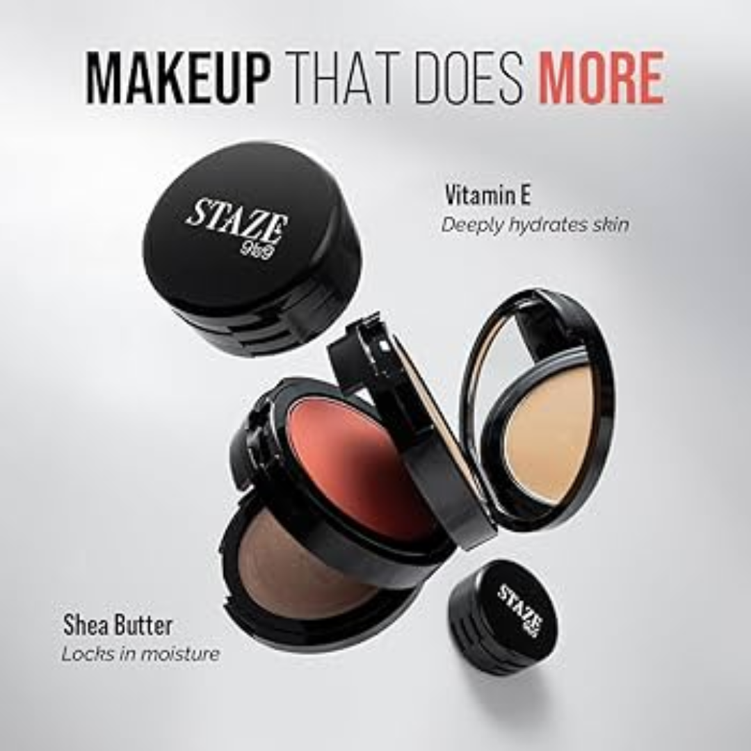 STAZE 3-in-1 Mini Glow Palette | Concealer + Blush + Highlighter | Pocket-Sized All-in-One Makeup Stack