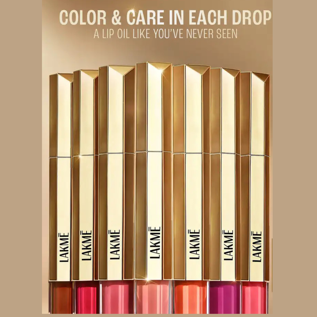 Lakmé 9To5 Tinted Lip Oil | Intense Color & Hydration with Hyaluronic Acid, Jojoba & Almond Oils