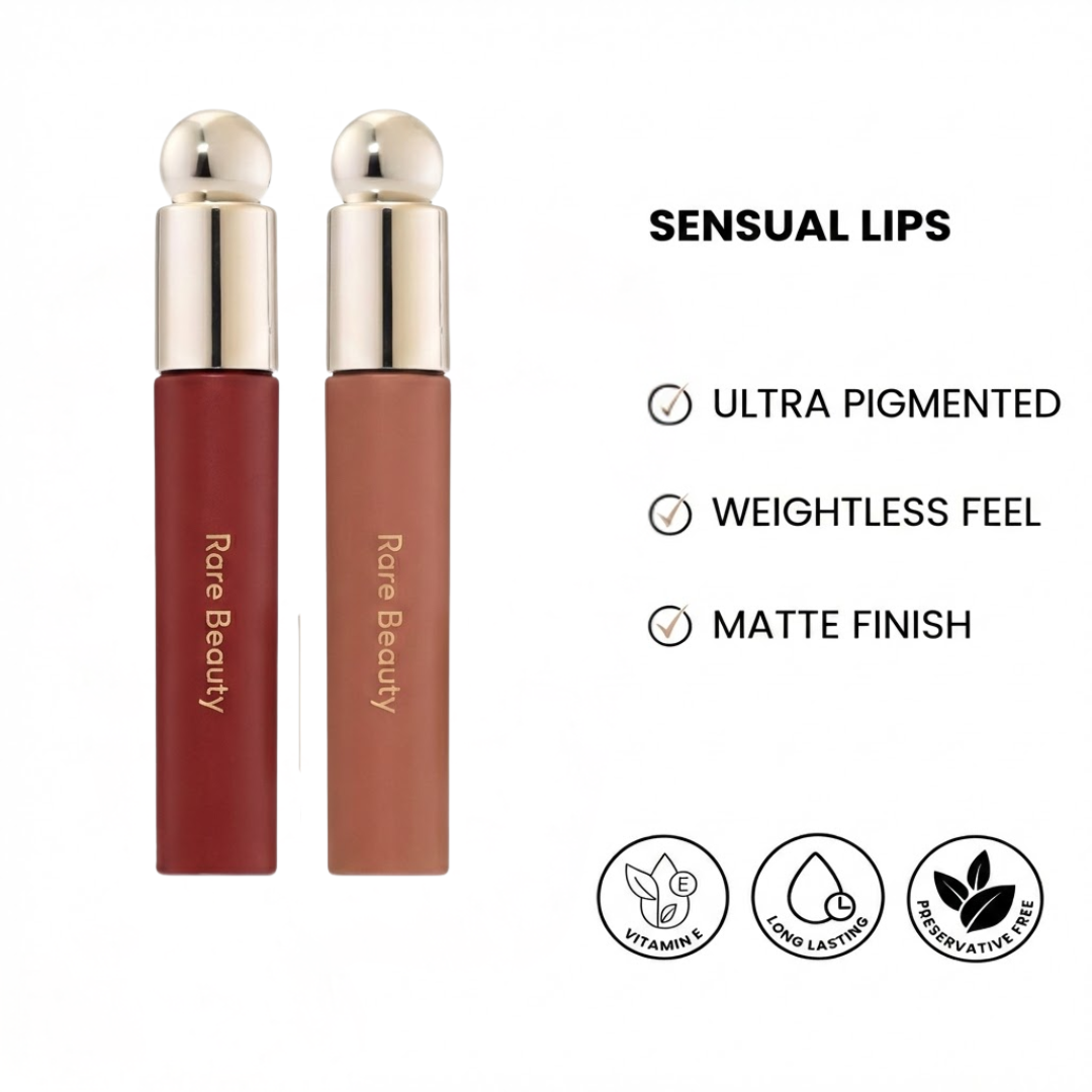 Rare Beauty Soft Pinch Tinted Lip Oil – Pack of 2 | Moisture-Rich, Plumping & Lightweight Lip Gloss in Woodish Red & Brownish Nude