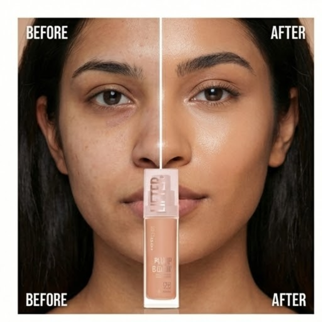 Maybelline Plump & Glow Foundation | 2% Niacinamide + Hyaluronic Acid, SPF 15, Dewy Finish & Instant Plumping Coverage
