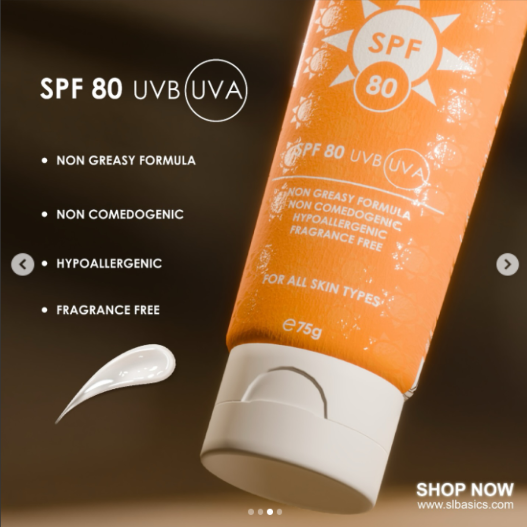 SL basics Sun & Glow Trio | Sunscreen SPF 80 + Moisturizer + BB Block | Best for all Skin types