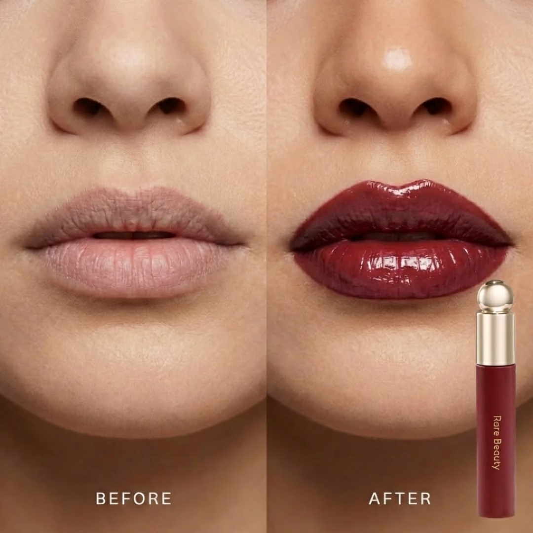 Rare Beauty Soft Pinch Tinted Lip Oil – Pack of 2 | Moisture-Rich, Plumping & Lightweight Lip Gloss in Woodish Red & Brownish Nude