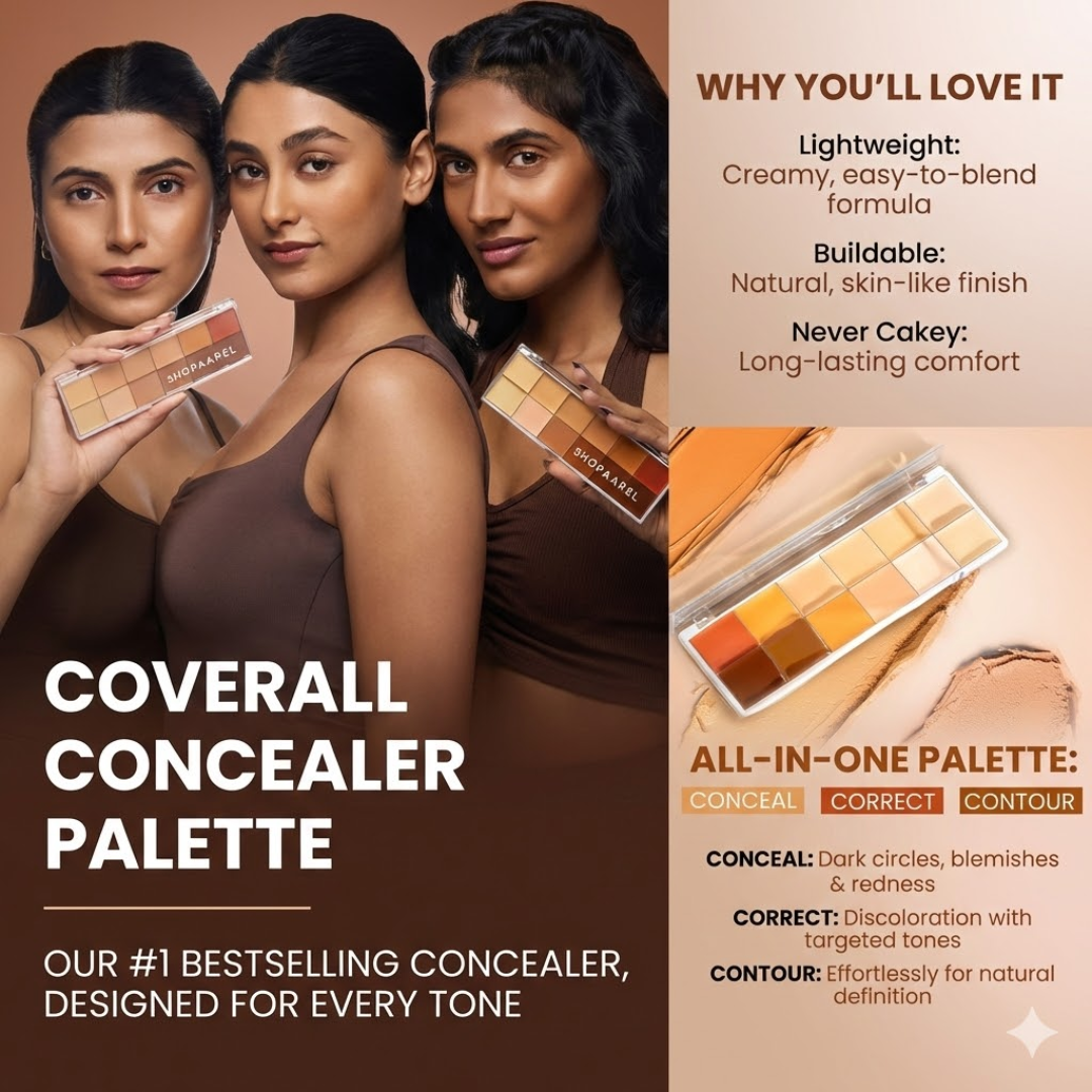 SHOPAAREL Coverall Concealer Palette | All-in-One Conceal, Correct & Contour