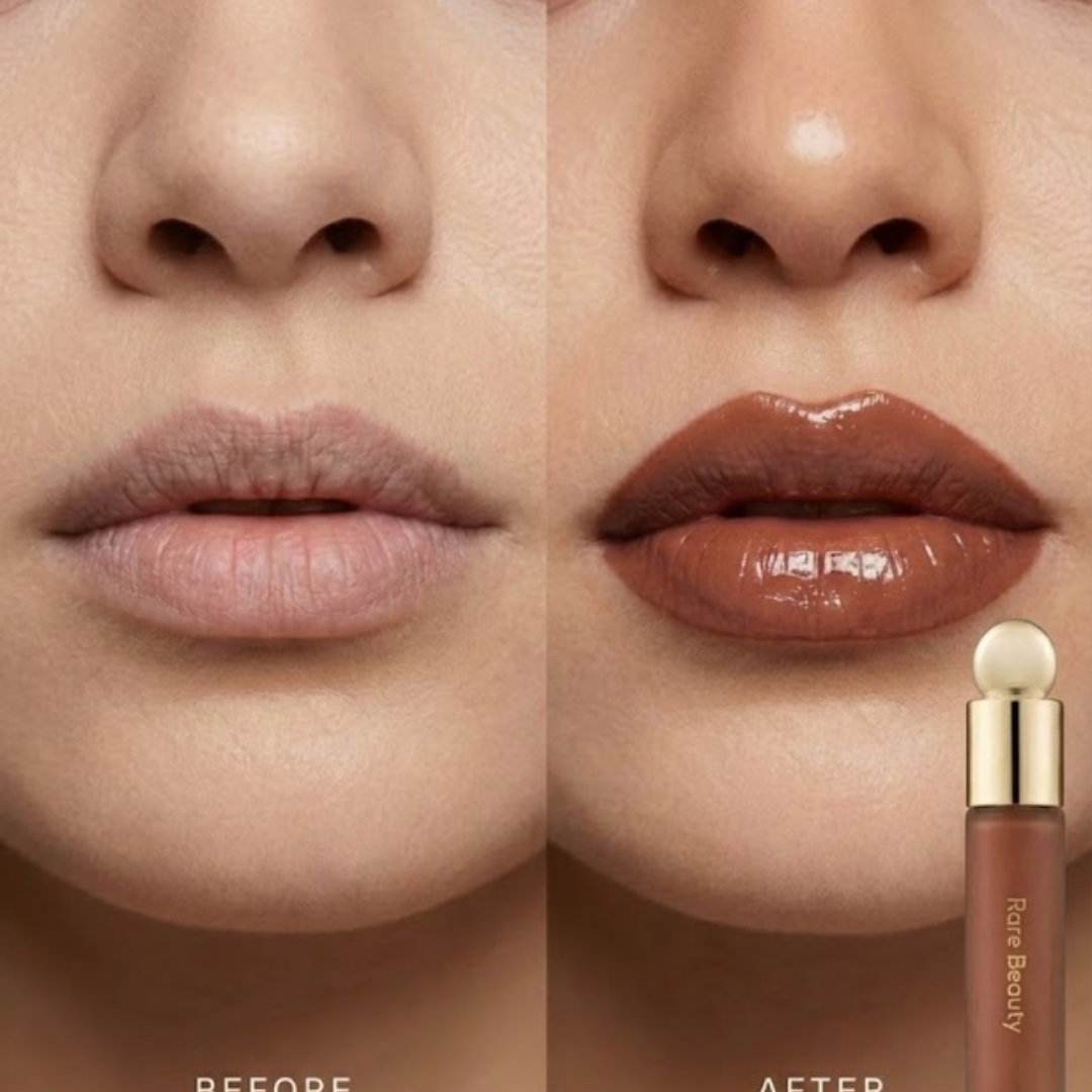 Rare Beauty Soft Pinch Tinted Lip Oil – Pack of 2 | Moisture-Rich, Plumping & Lightweight Lip Gloss in Woodish Red & Brownish Nude