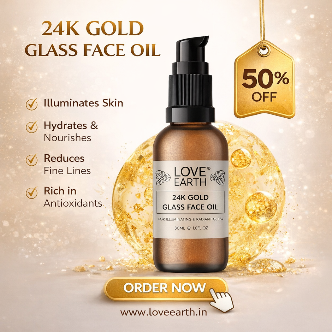 LoveEarth 24k Gold Glass Skin Facial Serum | Blurring pores + deeply hydrate |  Perfect for Flawless makeup base