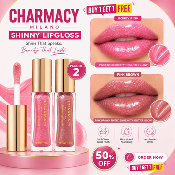 Charmacy Milano Shinny Lipgloss – High Shine, Hydrating & Non-Sticky - Buy 1 Get 1 FREE