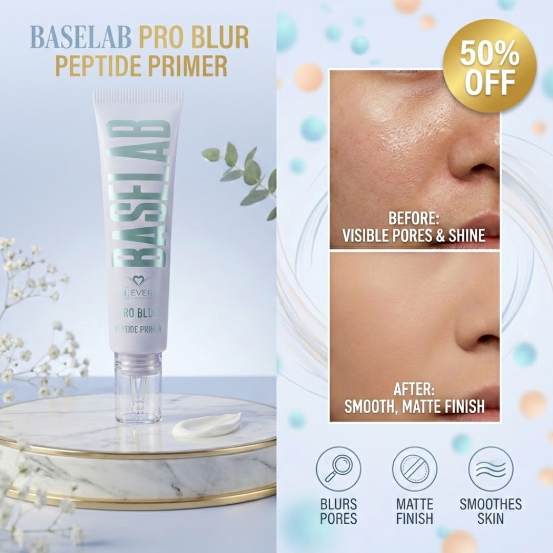 BASELAB PRO GO BLUR PEPTIDE PRIMER | Pore-Blurring, Matte Finish & Hydrating Primer with Peptides + Hyaluronic Acid