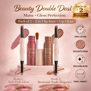Glaze & Gloss 2-in-1 Lip duo deal | Matte 2-in-1 lip liner + High Shine Gloss | Long-lasting & waterproof