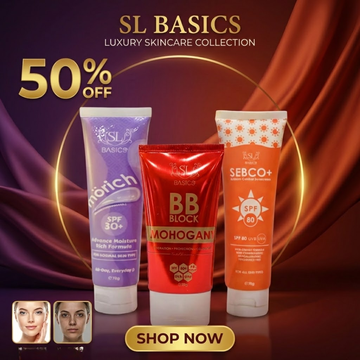 SL basics Sun & Glow Trio Deal | Sunblock + BB cream + Morich moisturizer | Flawless & Even Skin Tone