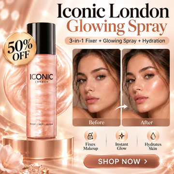 Iconic London Glowing Makeup Spray – 3-in-1 Makeup Fixer, Hydrating Mist & Radiant Dewy Finish