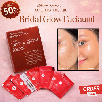 Aroma 7-Steps Magic Bridal Glow Facial Kit | Remove all impurities & blackheads in just single use | Bride like Glow at Home & Natural ingredients best for all Skin types
