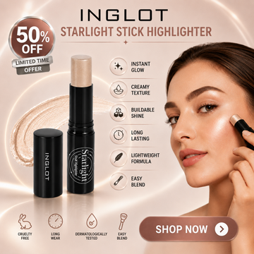Inglot Starlight Stick Highlighter – 50% OFF – Instant Glow, Creamy Texture & Buildable Shine – Long Lasting, Lightweight Formula – Easy Blend