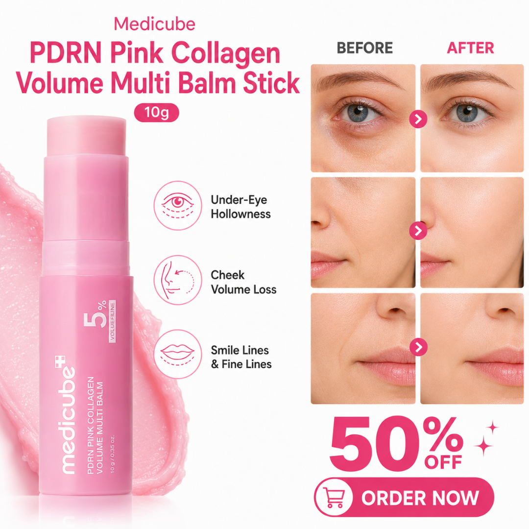 Medicube PDRN Pink Collagen Volume Multi Balm Stick – Plumps Hollow Areas, Improves Firmness & Elasticity – For Under-Eye Hollowness, Cheek Volume Loss, Smile Lines & Fine Lines