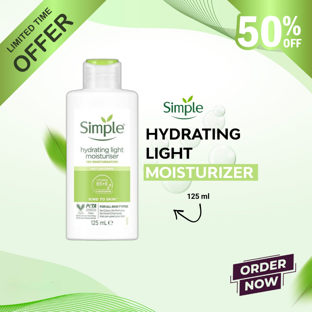 Simple Hydrating Light Moisturiser | 12-Hour Moisture, Vitamin B5+E & Niacinamide, for Sensitive Skin