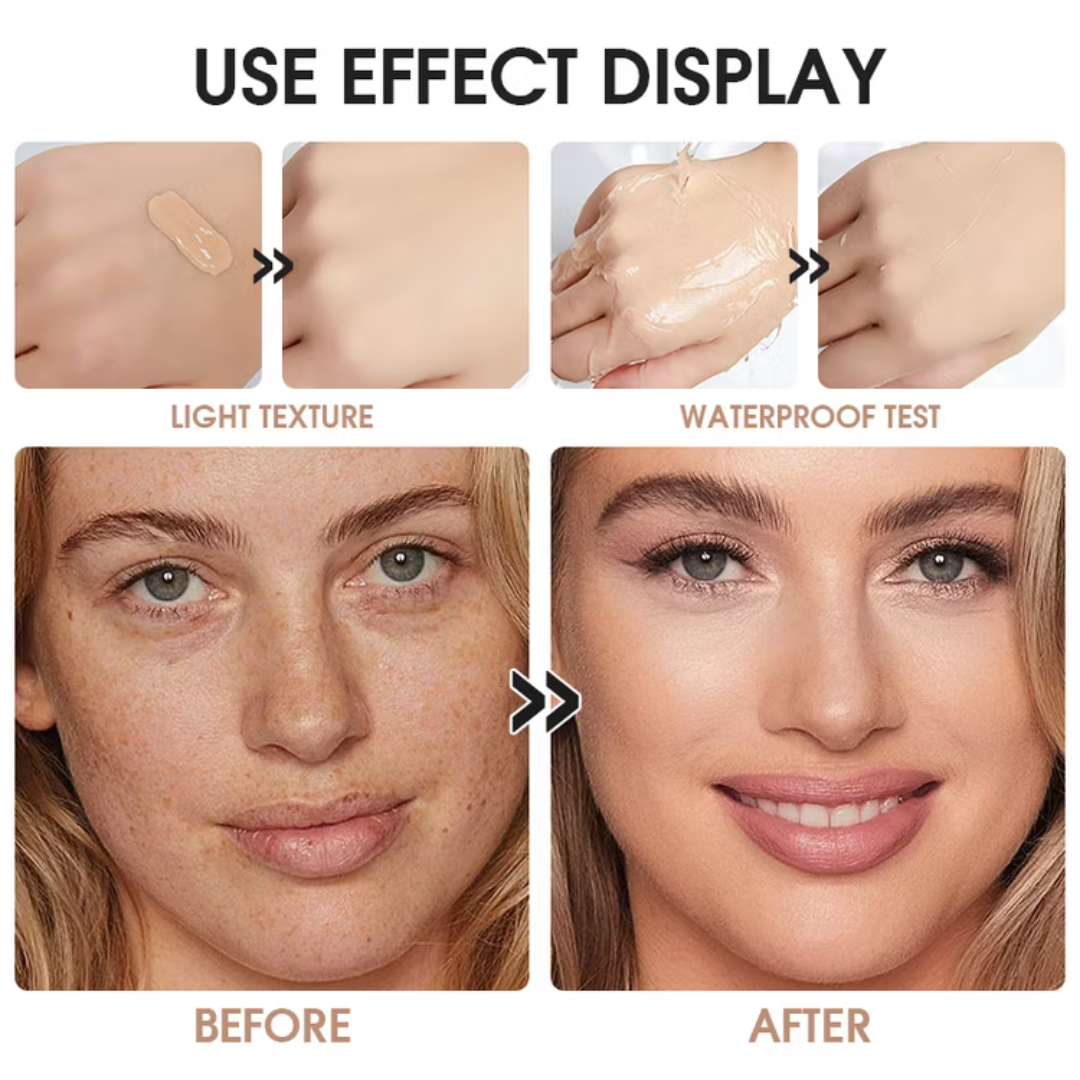 Kashe's Flawless Base Bundle | Foundation + Compact powder + beauty blender | long-lasting, waterproof & flawless makeup base
