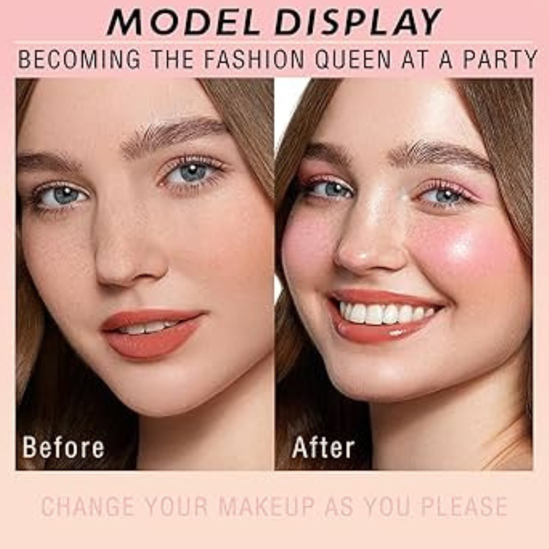 3D Rose Blush & Highlighter with Free Blending brush | Multi-purpose Blush + Eyeshadow + highlighter