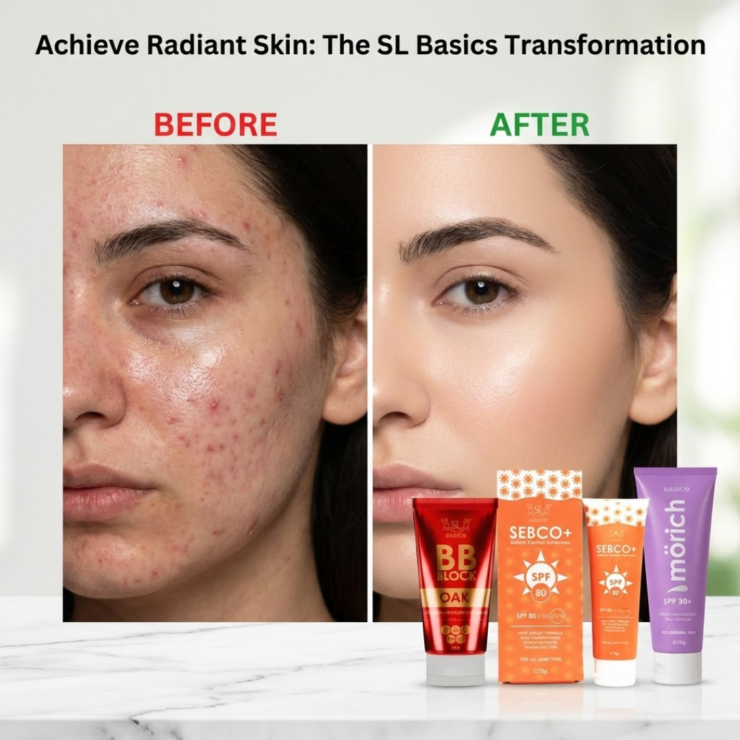 SL basics Sun & Glow Trio | Sunscreen SPF 80 + Moisturizer + BB Block | Best for all Skin types