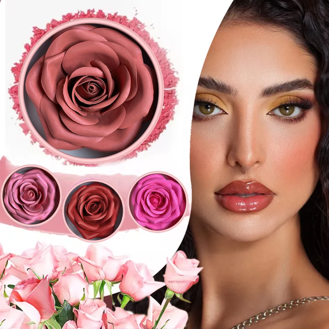 Veronni 3D Rose Blush & Highlighter Palette | Realistic Rose Petal Design with Real Rose Fragrance | Multi-Use Cheek & Eye Color