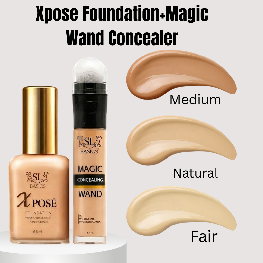 Flawless Base Bundle SL Basics Xpose Foundation + Magic Concealing Wand + FREE Beauty Blender