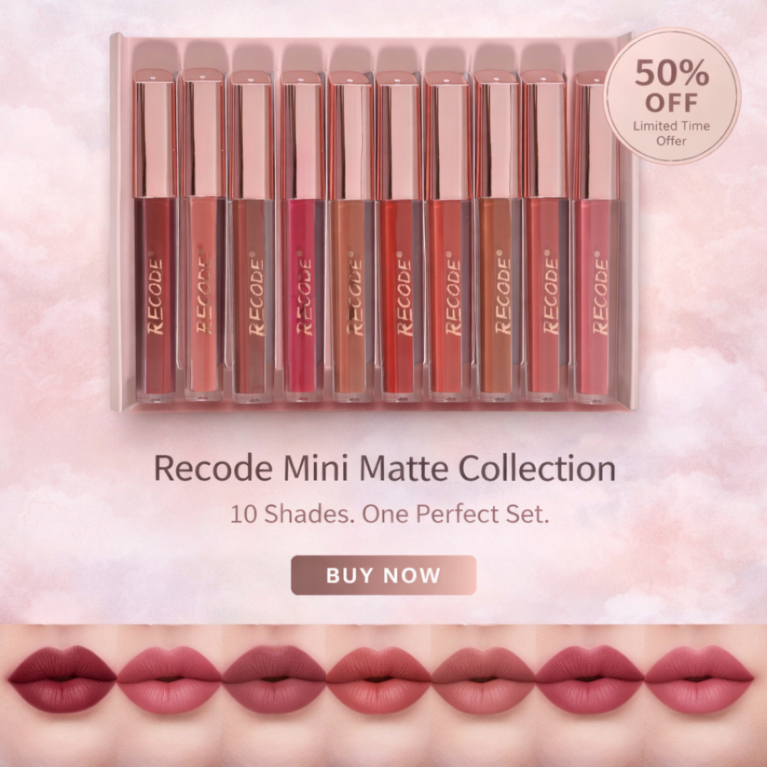 RECODE Mini Matte Collection Set | 10 Luxe Mini Matte Liquid Lipsticks | Waterproof & Long Lasting