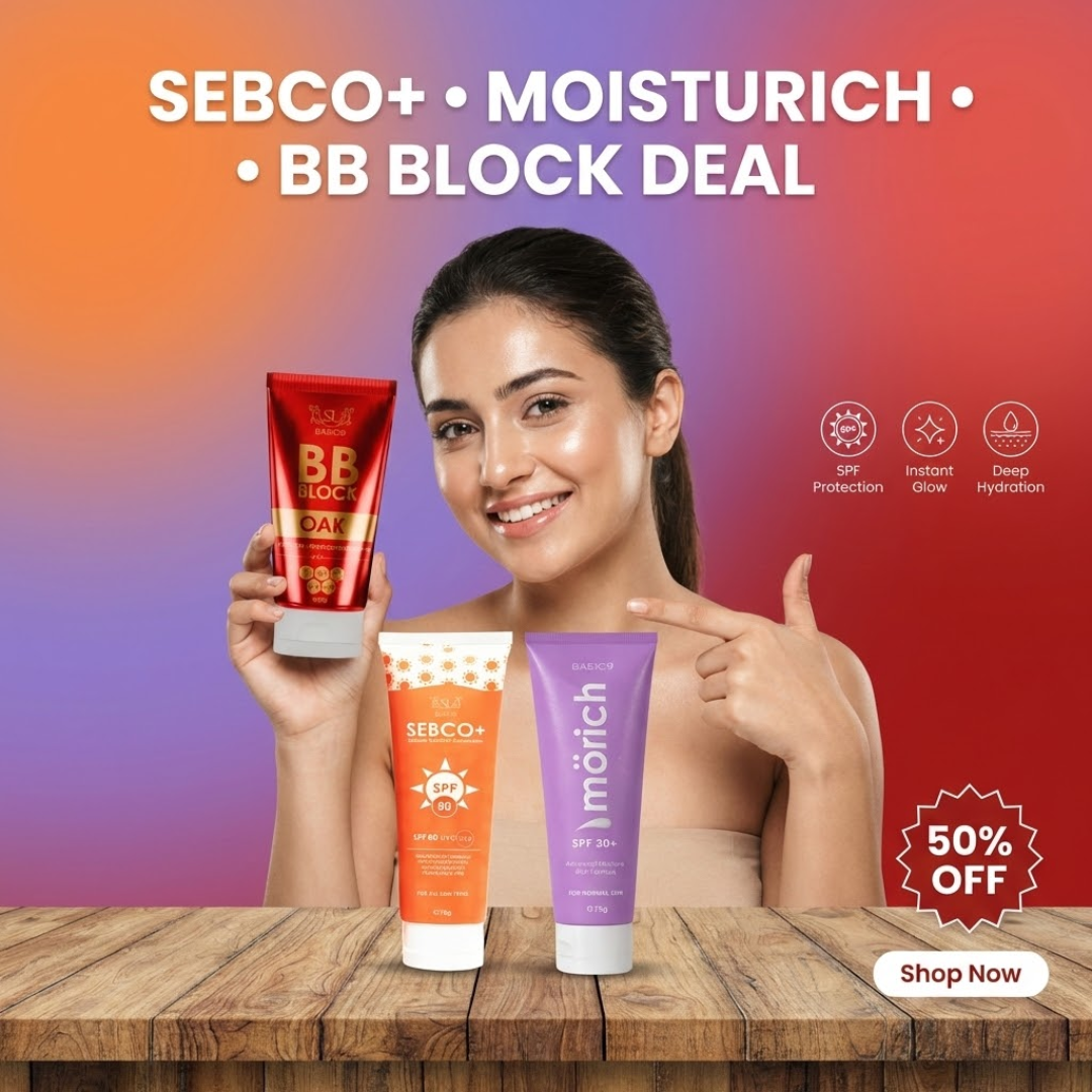 SL basics Sun & Glow Trio | Sunscreen SPF 80 + Moisturizer + BB Block | Best for all Skin types