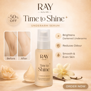 RAY BY RAFIA Underarm Serum – Time to Shine – Brightens Dark Underarms, Reduces Odour, Smooths Bumpy Skin – With Glycolic Acid – For Dark Neck & Strawberry Legs Too
