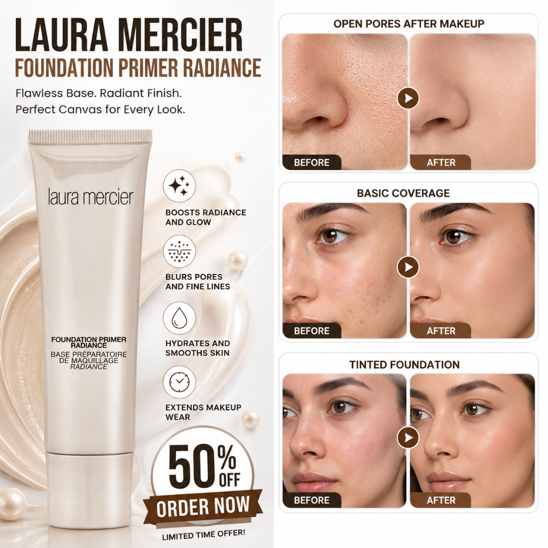 LAURA MERCIER Foundation Primer Radiance – Flawless Base, Radiant Finish – Instant Radiance, Smoothes & Blurs, Refines Pores & Fine Lines – Perfect Base All Day