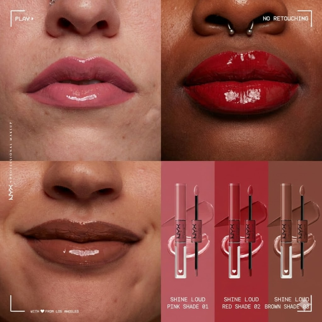 NYX Professional Makeup Shine Loud High-Shine Lip Color Trio | 16H Loud Shine, Zero Transfer, Vegan Formula