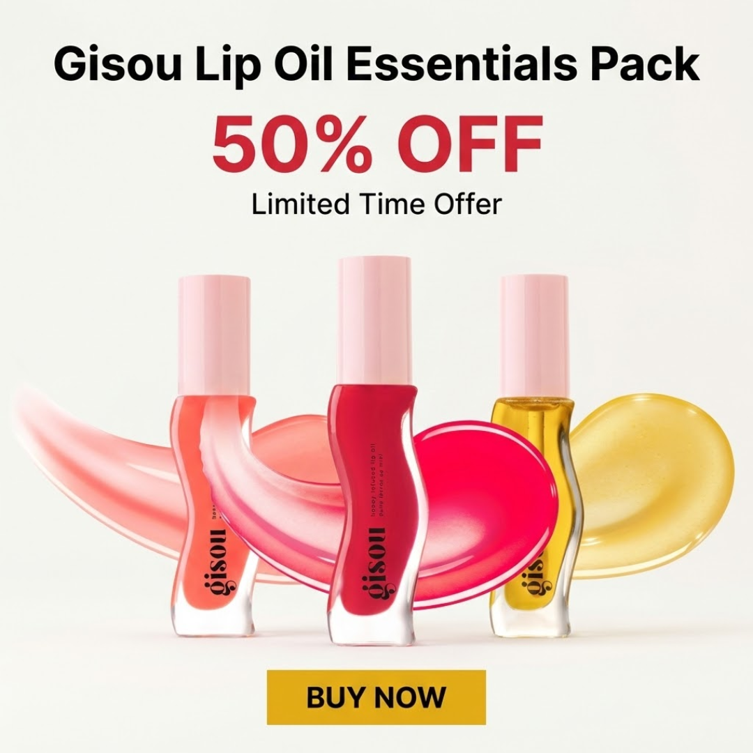 Gisou Honey Infused Lip Oil Trio | Honey-Infused Hydration, Glassy Shine, Non-Sticky Plumping Glow (Pack of 3)