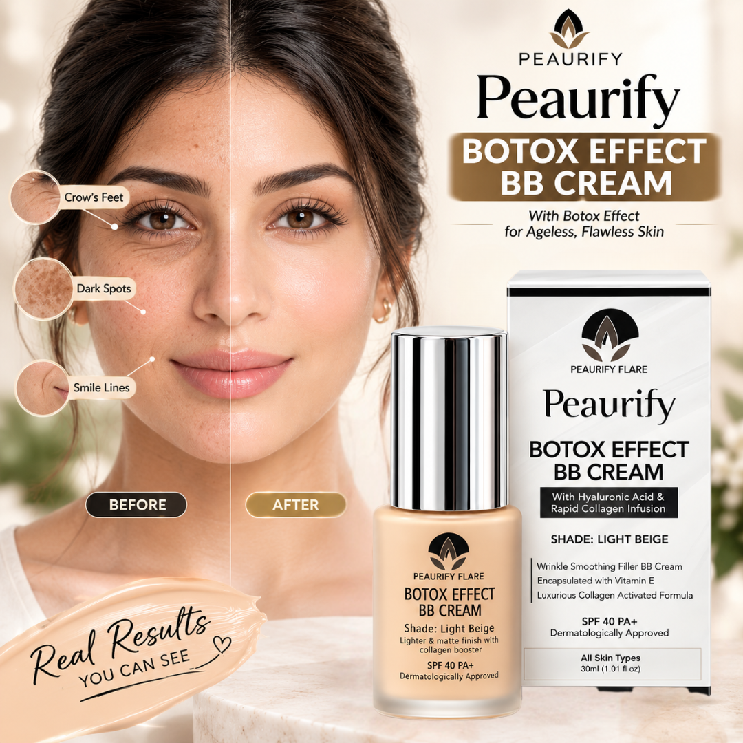 Peaurify Flare Botox Effect BB Cream – Light Beige Matte Finish – Anti-Aging Collagen Booster with SPF 40 PA+